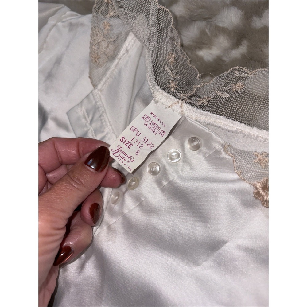 Vintage‎ Jennifer Dale For Kids Nightgown Sleepwear Satin Lace Neck Girls Size 8 - Picture 4 of 7